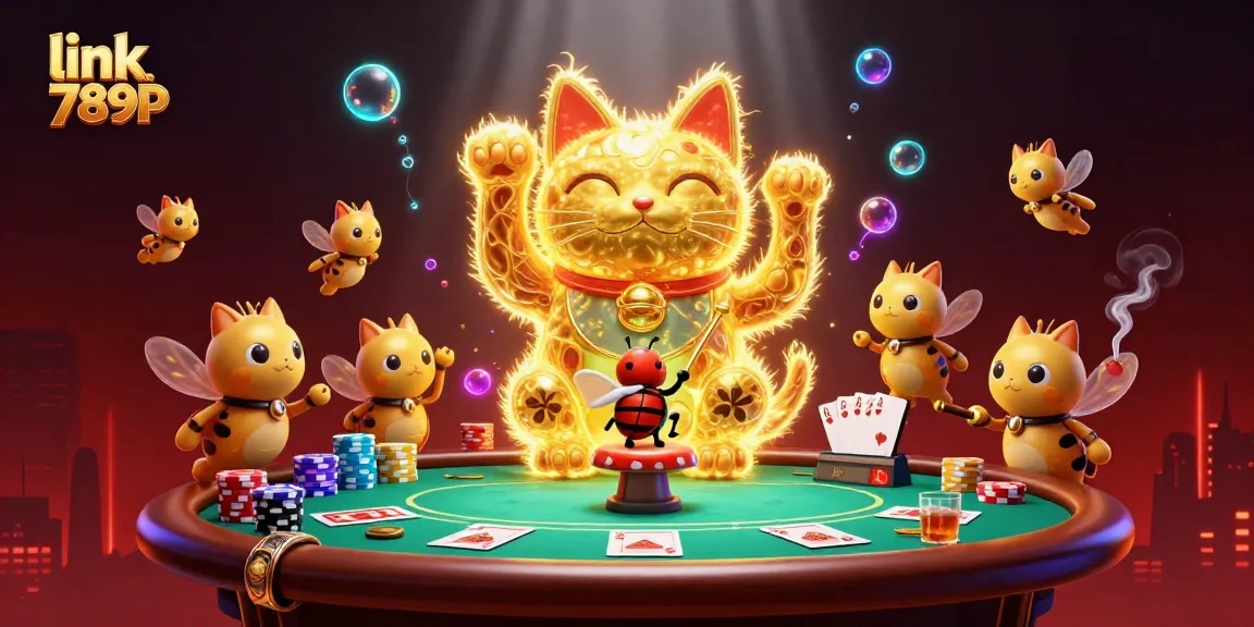 Engage with link 789P through a vibrant 3D casino scene with entertaining symbols and characters.