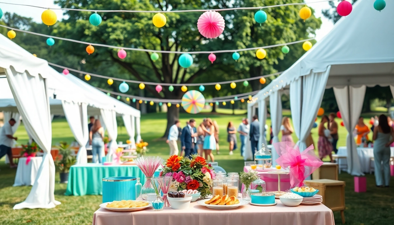 Step into vibrant outdoor party rentals with beautifully decorated setups and festive elements.