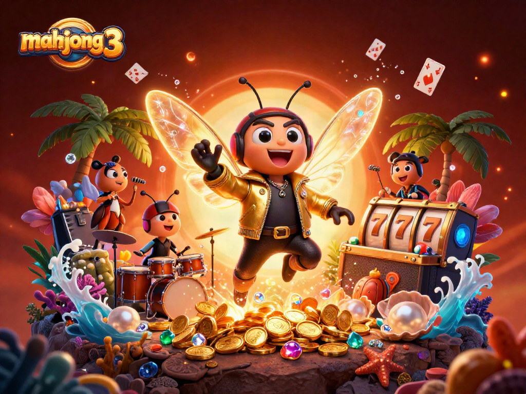 Engage in mahjong 3 with exciting visuals of a rock star scene, vibrant game elements, and casino themes.