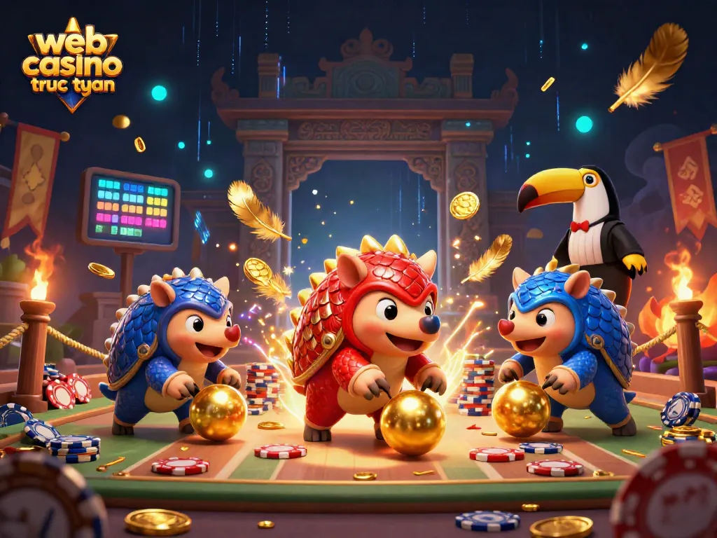 Trải nghiệm web casino trực tuyến thú vị với các nhân vật tê tê chiến đấu trong môi trường sôi động.