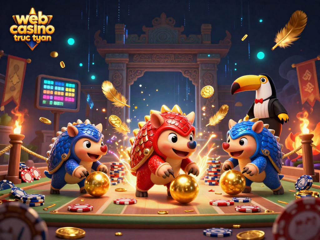 Trải nghiệm web casino trực tuyến thú vị với các nhân vật tê tê chiến đấu trong môi trường sôi động.