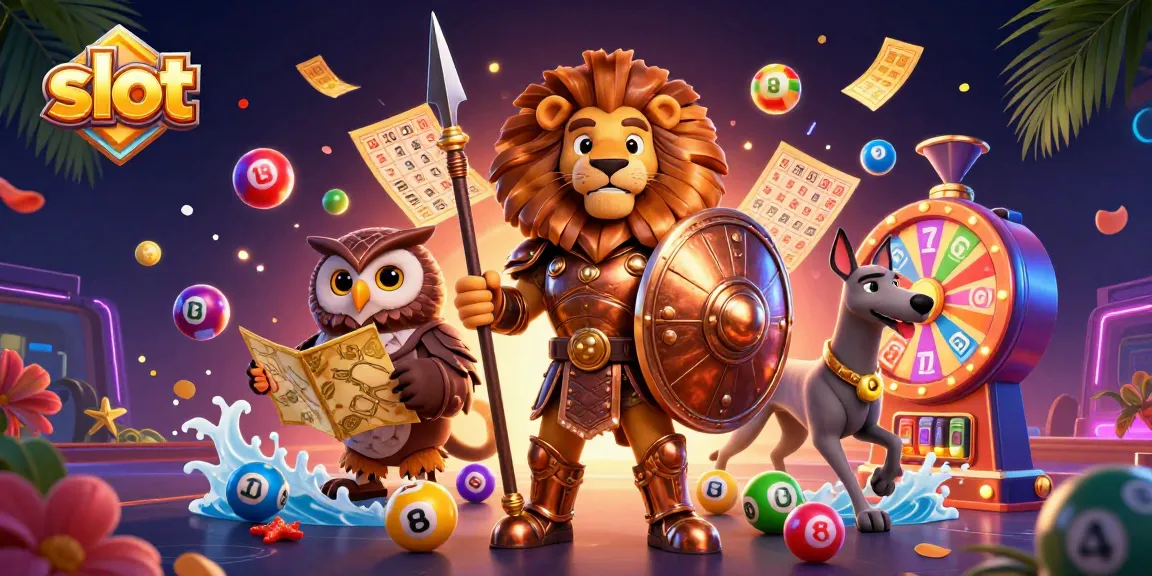 Experience thrilling slot gameplay with a 3D Spartan lion character surrounded by vibrant casino elements.