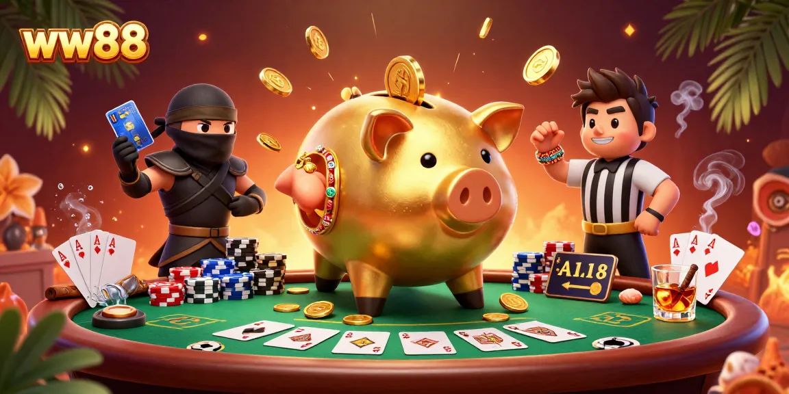 Experience thrilling wins at ww88 with golden piggy banker and iconic casino elements in action.