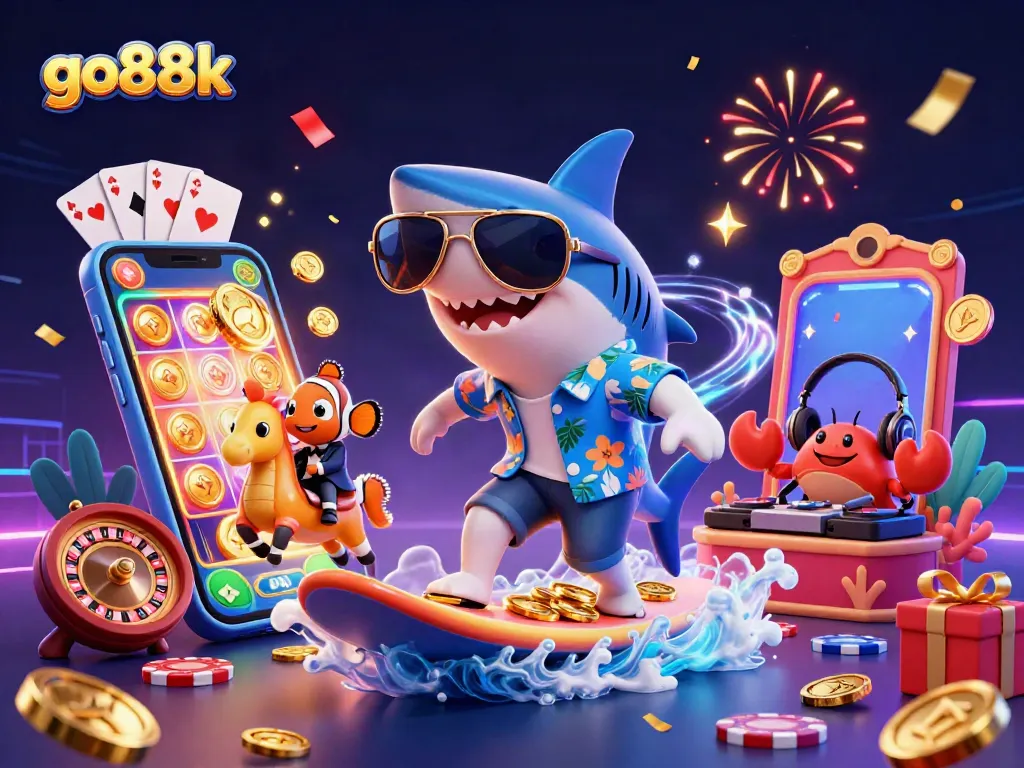 Engage with go88k's immersive gambling experience featuring a vibrant illustration.