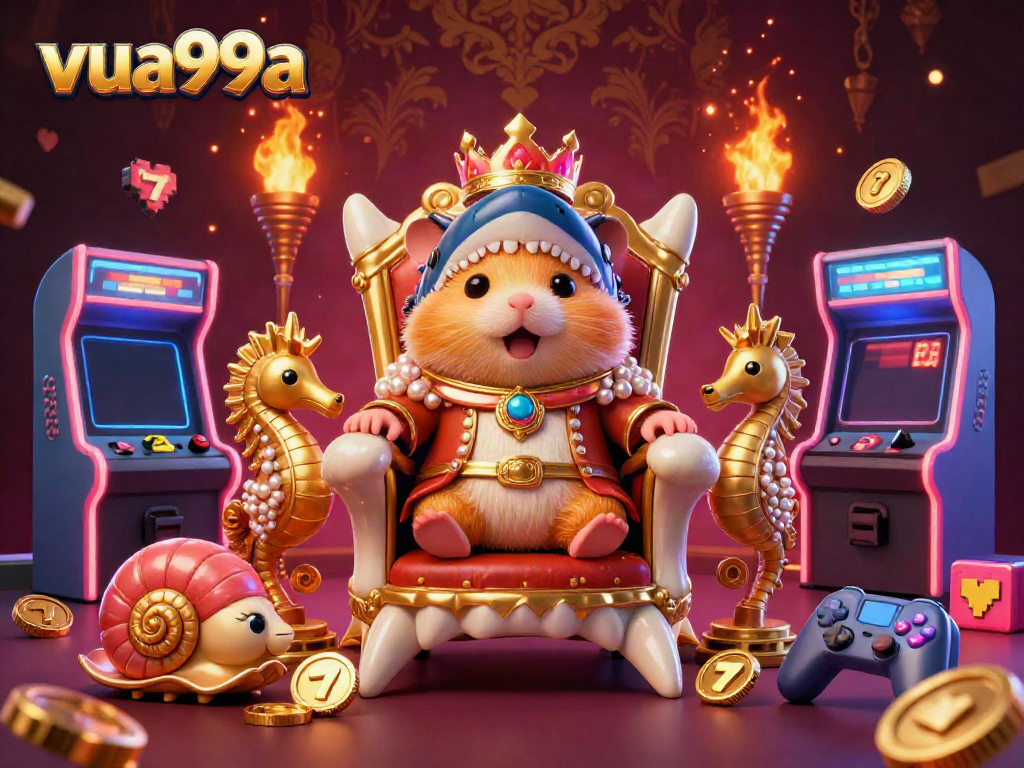 Experience the thrilling slot games at vua99a with vibrant visuals and unique gambling elements in a rich 3D illustration.