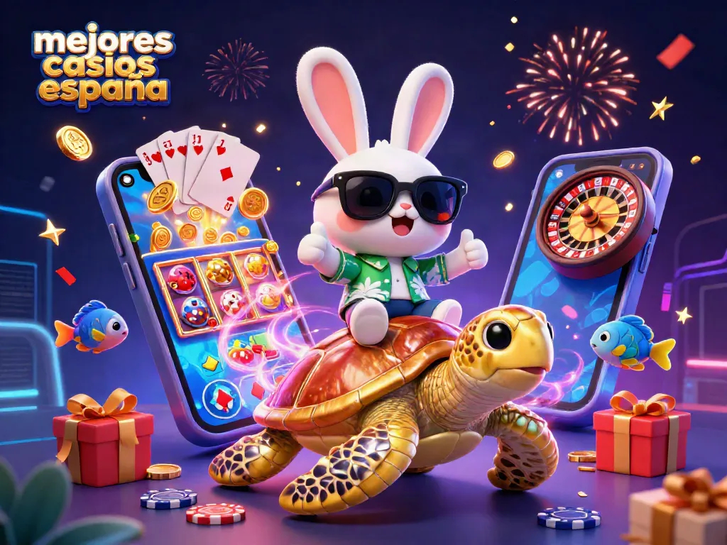 Disfruta de los mejores casinos España con nuestro adorable conejo de la suerte y una tortuga dorada.