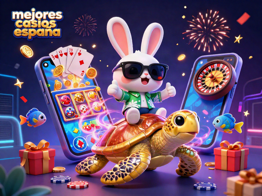 Disfruta de los mejores casinos España con nuestro adorable conejo de la suerte y una tortuga dorada.
