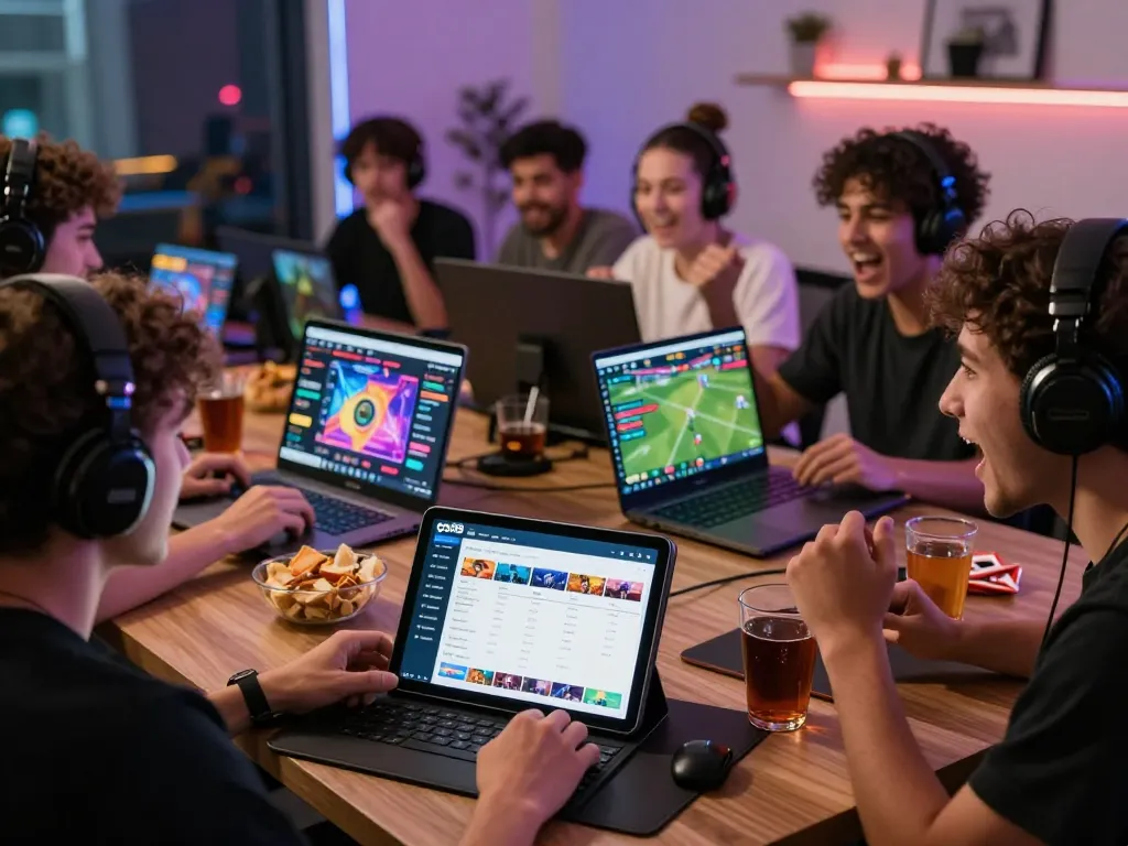 Players engaging with go88 gaming platform in an exciting home environment, showcasing diverse games and vibrant interactions.