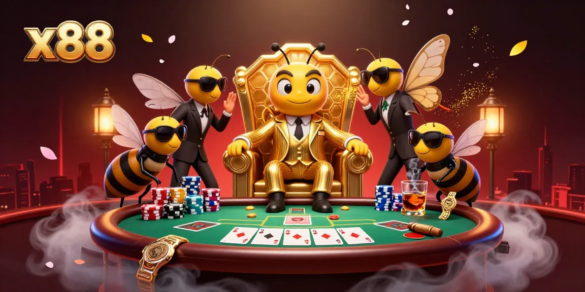Engage with the thrilling x88 casino atmosphere featuring a mob boss and poker action.