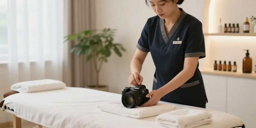 중랑구출장안마 massage space with professional preparing oils in a calming urban setting