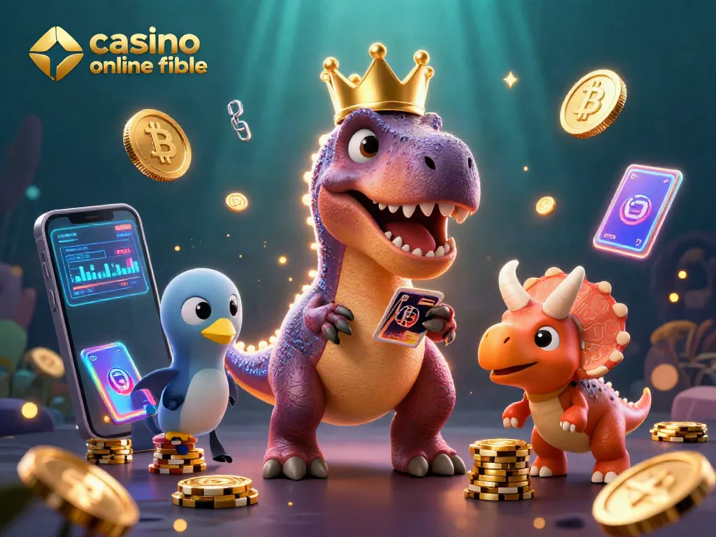 Juega en el casino online fiable donde el T-Rex divertido baraja cartas con ayuda de un pterodáctilo.