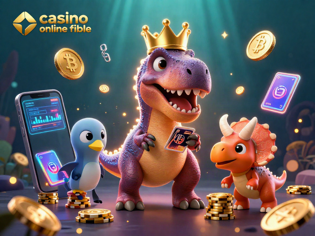 Juega en el casino online fiable donde el T-Rex divertido baraja cartas con ayuda de un pterodáctilo.