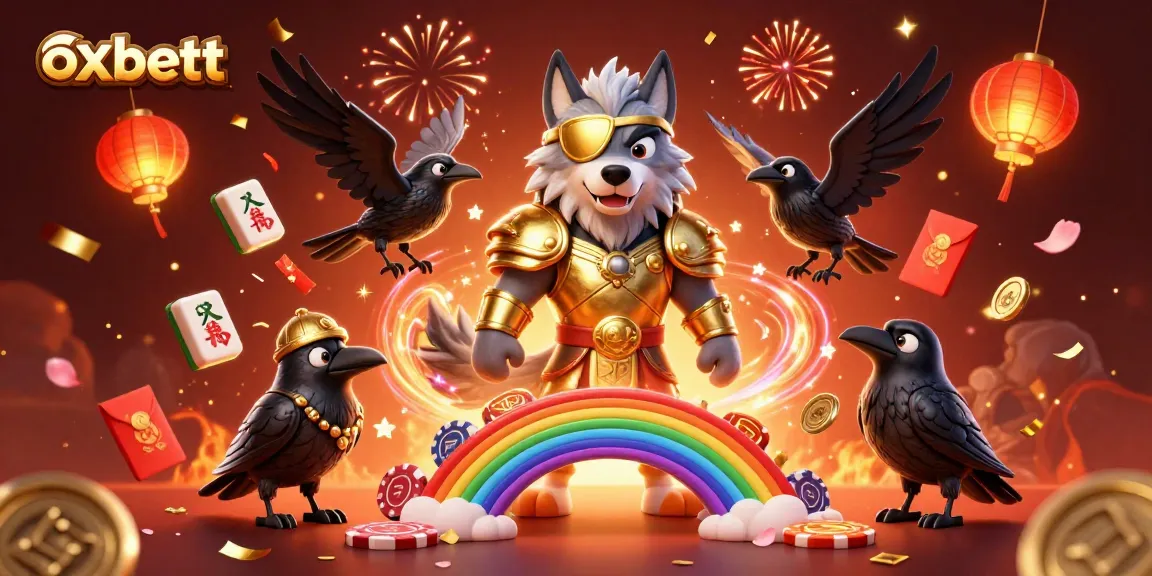 Experience the excitement of oxbett with a vibrant 3D casino scene featuring Odin and mythological elements.