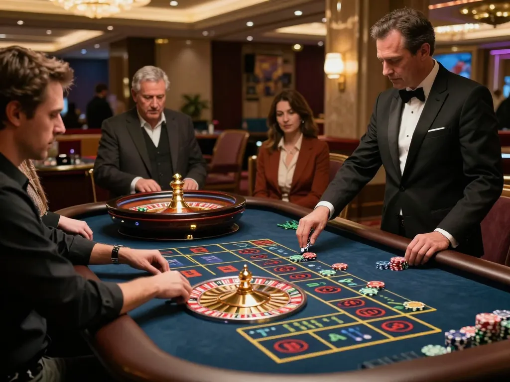 Experience thrilling roulette gameplay at TG88 casino with vibrant chips and eager players