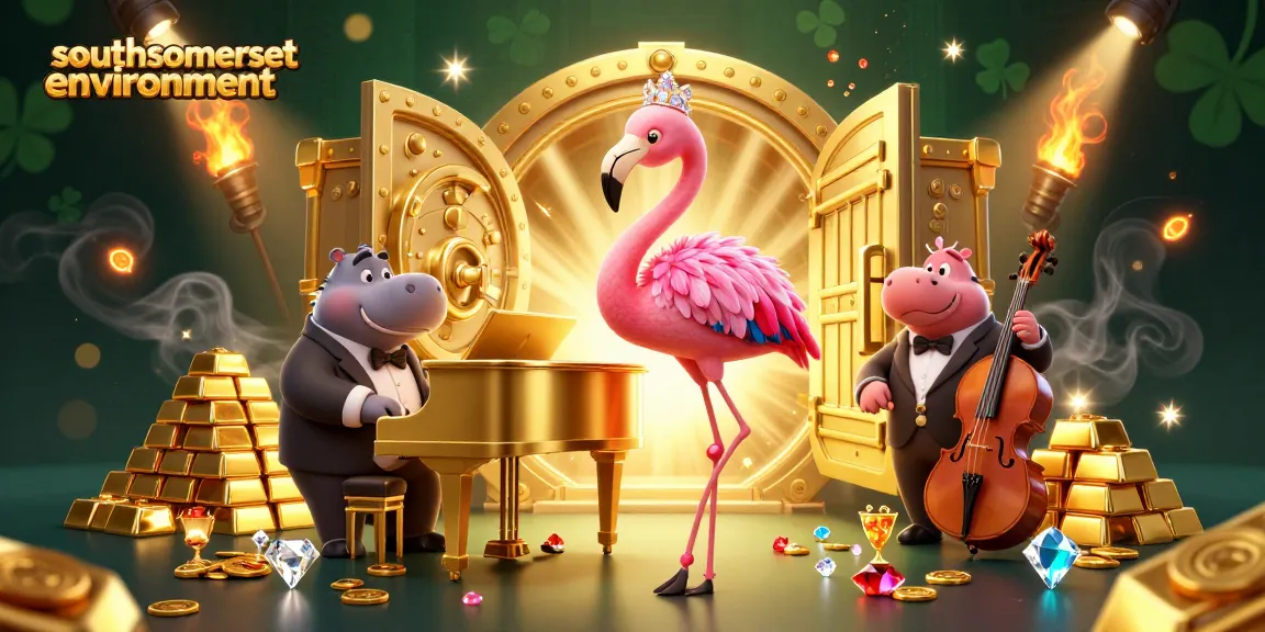 Experience the vibrant atmosphere of southsomersetenvironment with animated casino elements and lively characters.