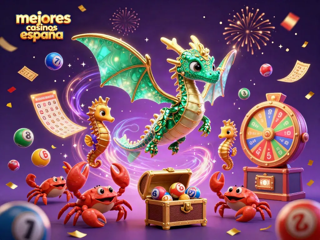 Vivi la experiencia emocionante de los mejores casinos en España con una vibrante ilustración 3D.