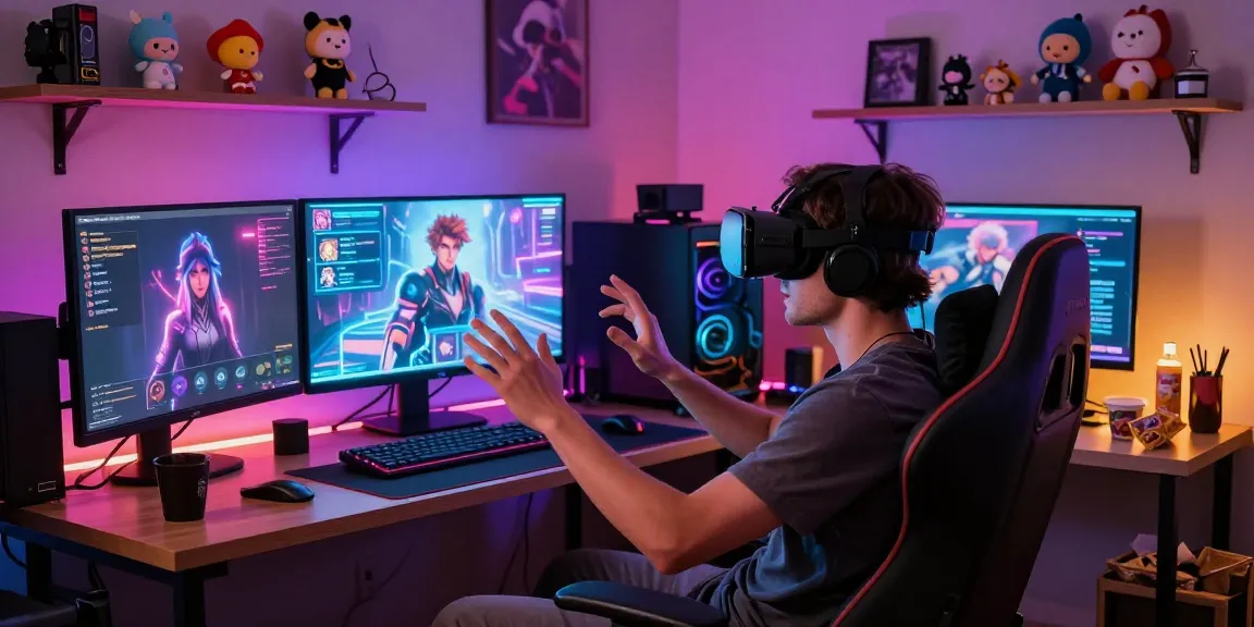 Engaging character ai nsfw interactions in an immersive gaming setup with VR headset.