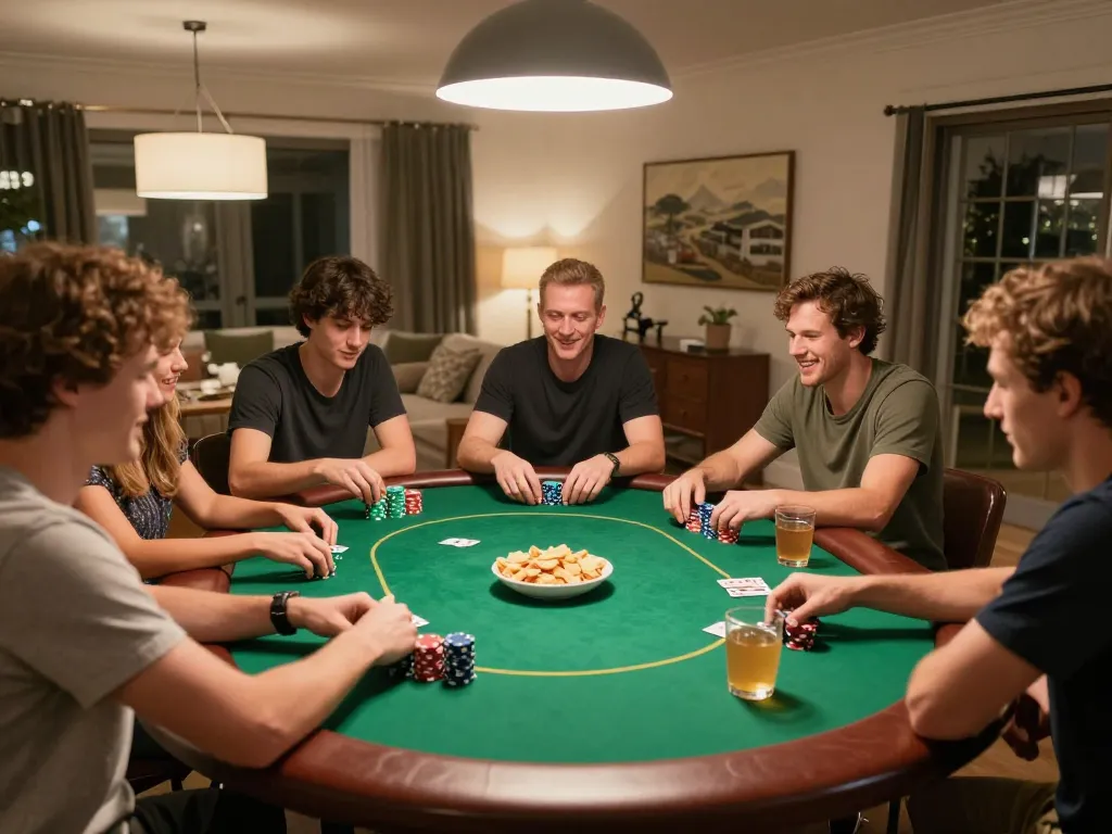 Players enjoying a poker game at home while using F8bet for strategic bets