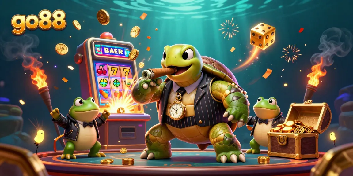 Experience the thrill of go88 with a dynamic casino scene featuring vibrant characters and gaming elements.