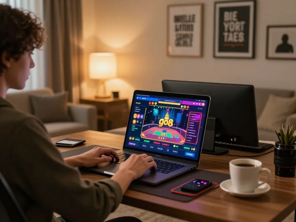 Engaging gameplay on the go8 casino app showcasing live action in a cozy home setting
