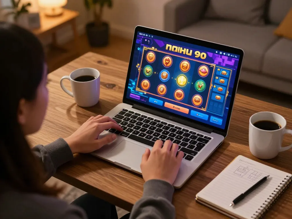 Engage with nohu 90 exciting slot games in a cozy home gaming setup.
