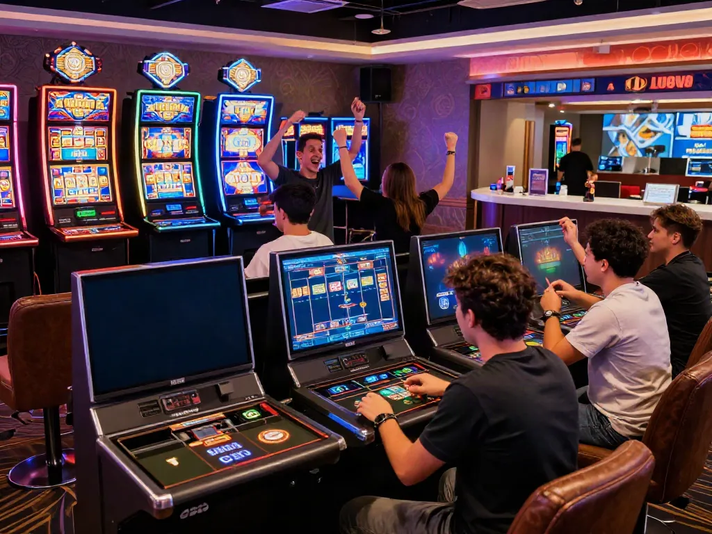 Players enjoying the vibrant and thrilling atmosphere at DA88 online casino with engaging slot games and live interactions.