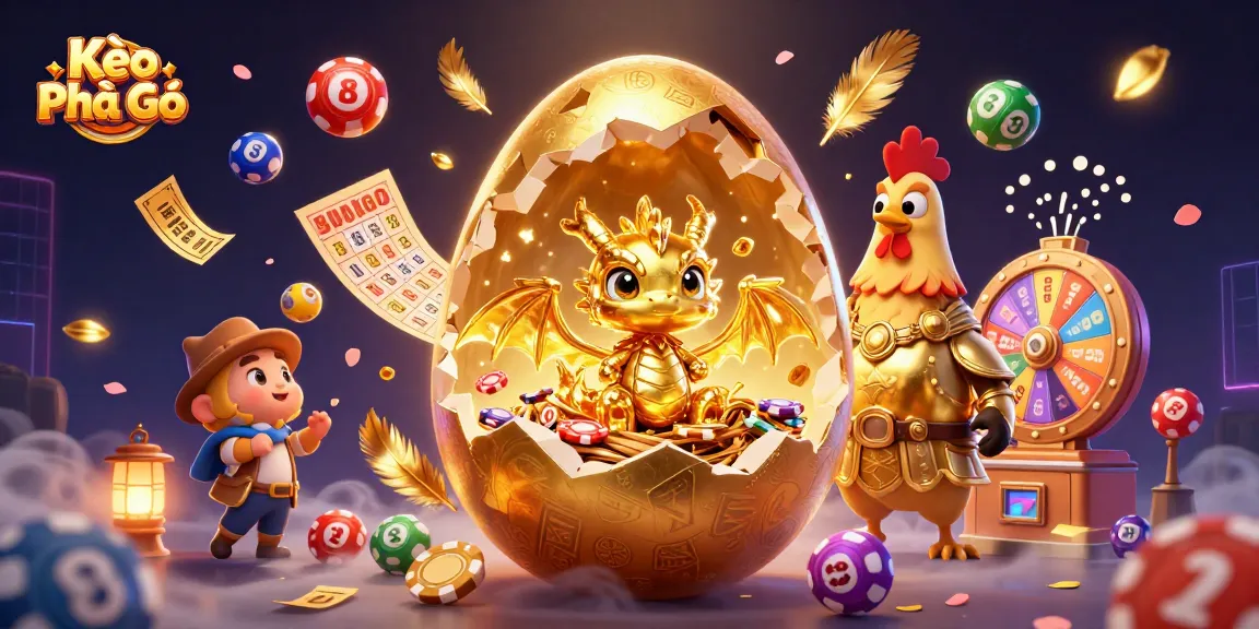 Kèo Phạt Góc delivers thrilling results with a baby dragon and vibrant casino elements in a dynamic illustration.