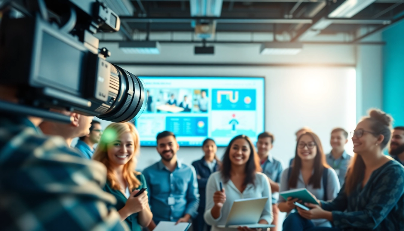 Engaged participants in training videos actively learning in a professional studio setting.