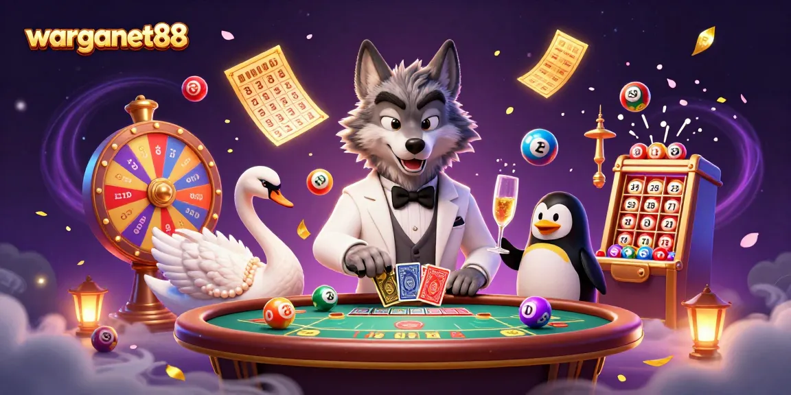 Engage in thrilling games at warganet88 with a vibrant casino scene featuring dynamic characters and rich gaming elements.