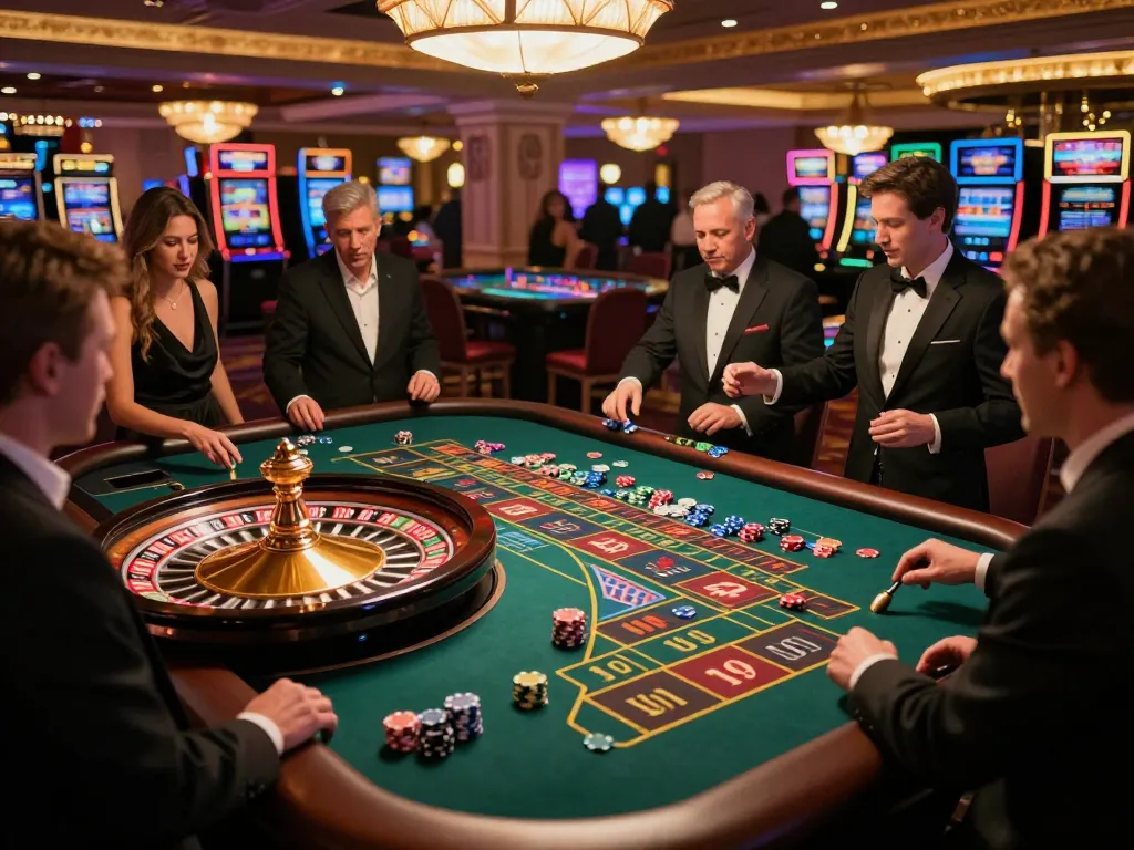 Players enjoying the excitement of roulette at a casino, with VA88 chips on the table.
