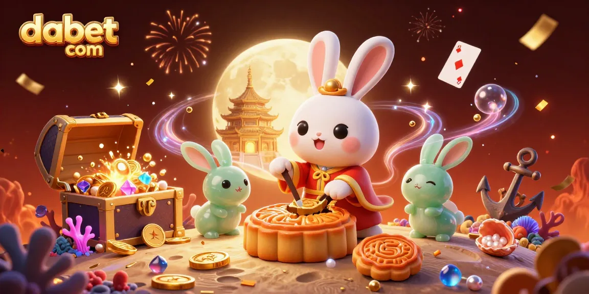 Experience dabet com action with a 3D moon rabbit pounding mooncakes revealing poker chips.