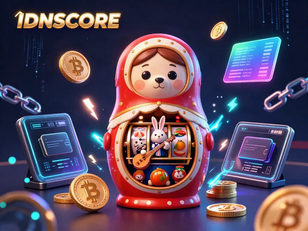 Engage with IDNSCORE's dynamic gaming scene featuring animated characters and casino elements.