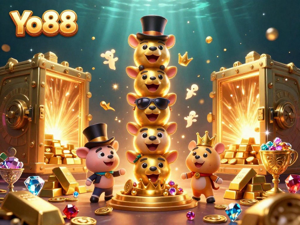 Engage with exciting casino fun at Yo88 with a dazzling 3D totem and treasure elements!