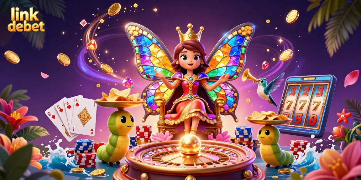 Spin the 3D casino wheel with link debet and enjoy colorful winnings of poker chips and coins.