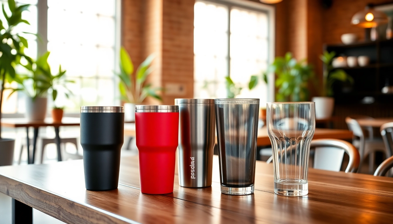 Discover stylish tumblers in an inviting café setting adorned with natural light.