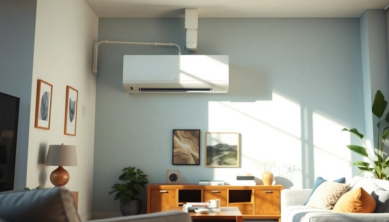 Installing a mini split ac system in a modern home, showcasing its sleek design and efficiency.