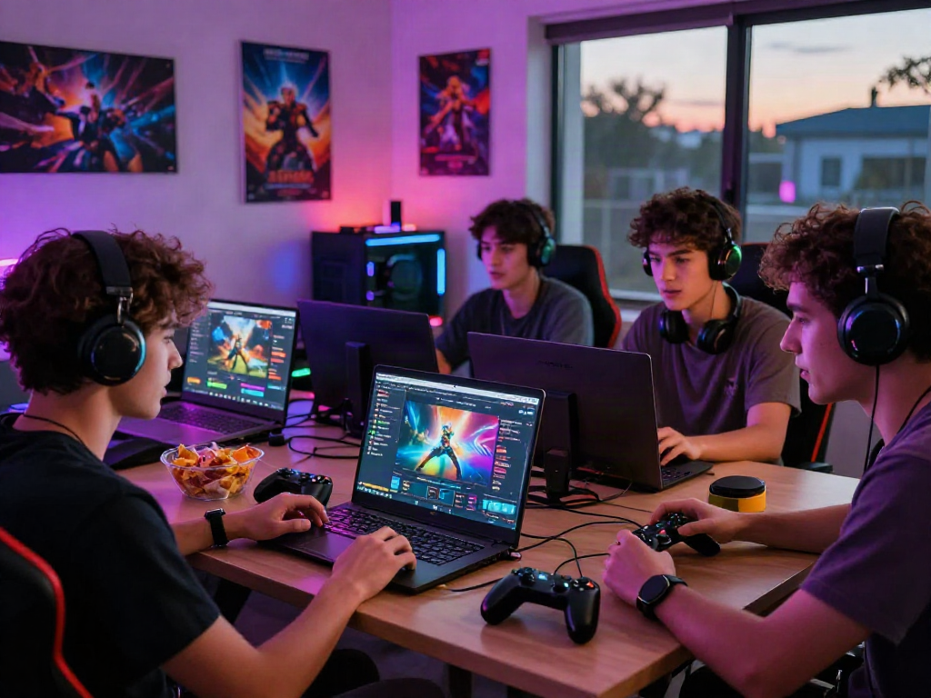 Engaged players enjoying games on Hitclub in an inviting gaming room.