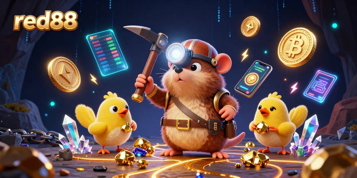 Experience thrilling wins with red88 in a vibrant casino-themed 3D illustration featuring exciting gaming elements.