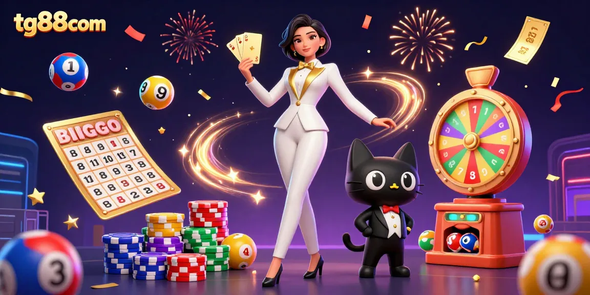 Experience excitement with tg88com as a glamorous dealer shuffles cards in a vibrant casino scene.