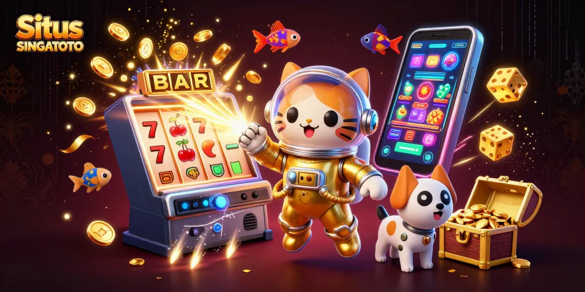 Situs SINGATOTO menghadirkan pengalaman menarik dengan ilustrasi kasino futuristik yang penuh dengan keberuntungan.
