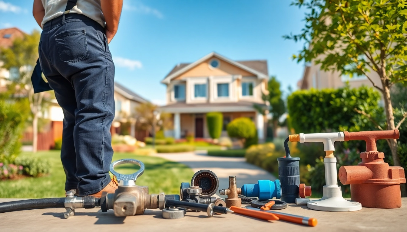 Plumber near me fixing a pipe in a suburban setting, showcasing expertise and professionalism.