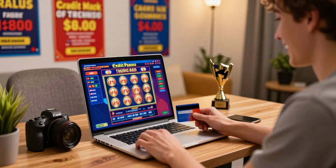 Player enjoying gameplay at online casinos that accept credit cards with vibrant promotions.