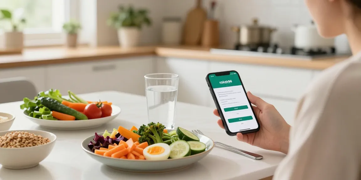 Person using a smartphone to log in at rokok88 link login, enjoying a healthy meal.