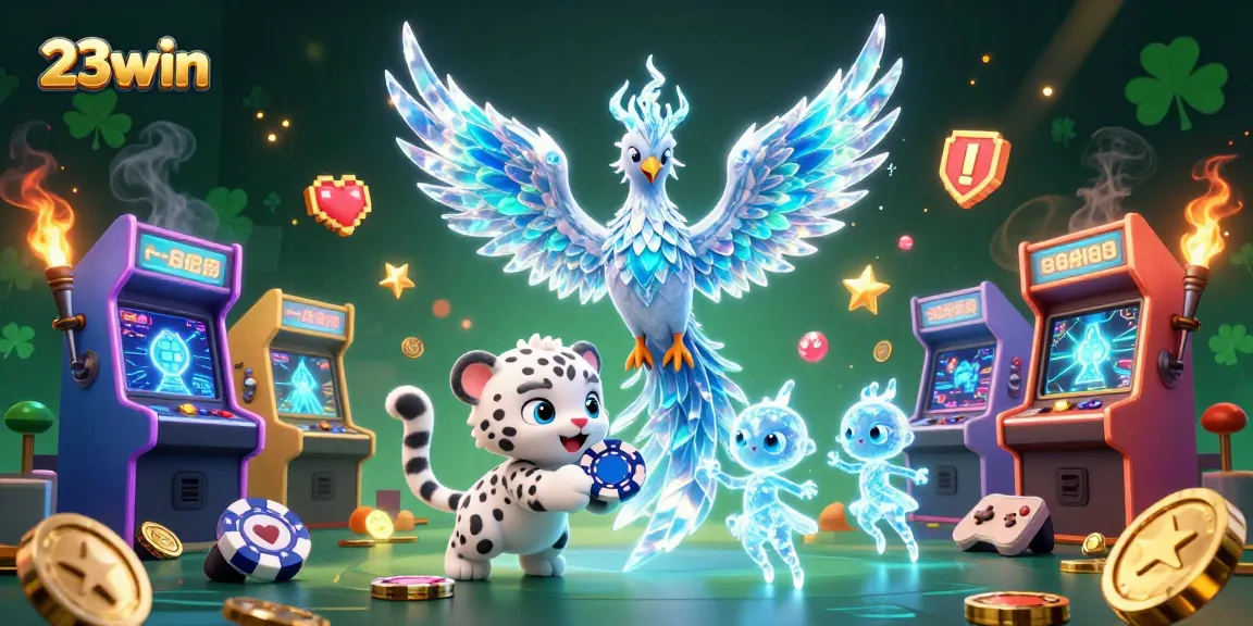 Experience excitement with 23win as an ice phoenix, snow leopard, and glowing sprites enhance your gaming!