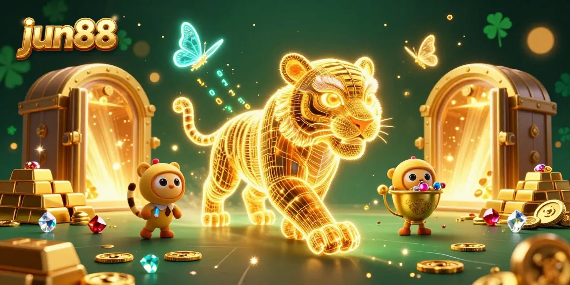 Engage in winning with jun88 in a vibrant, ultra-detailed 3D casino scene.