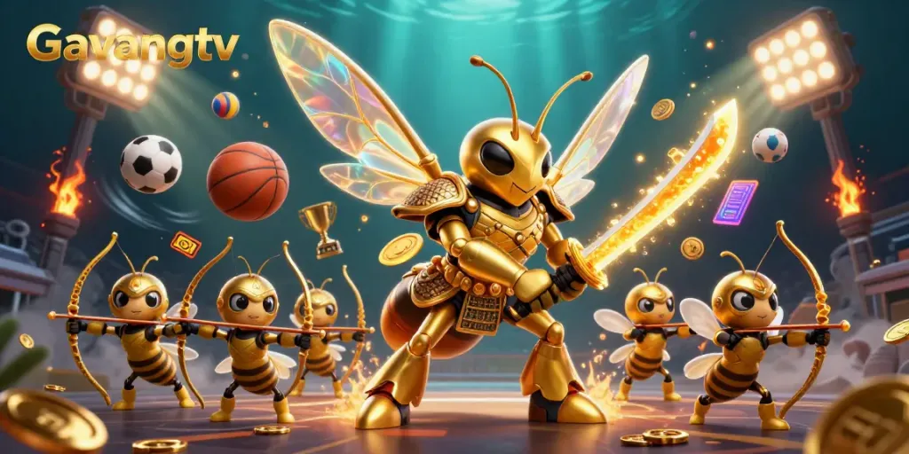 Experience dynamic sports action with Gavangtv's golden hornet samurai and bee archers collecting trophies.