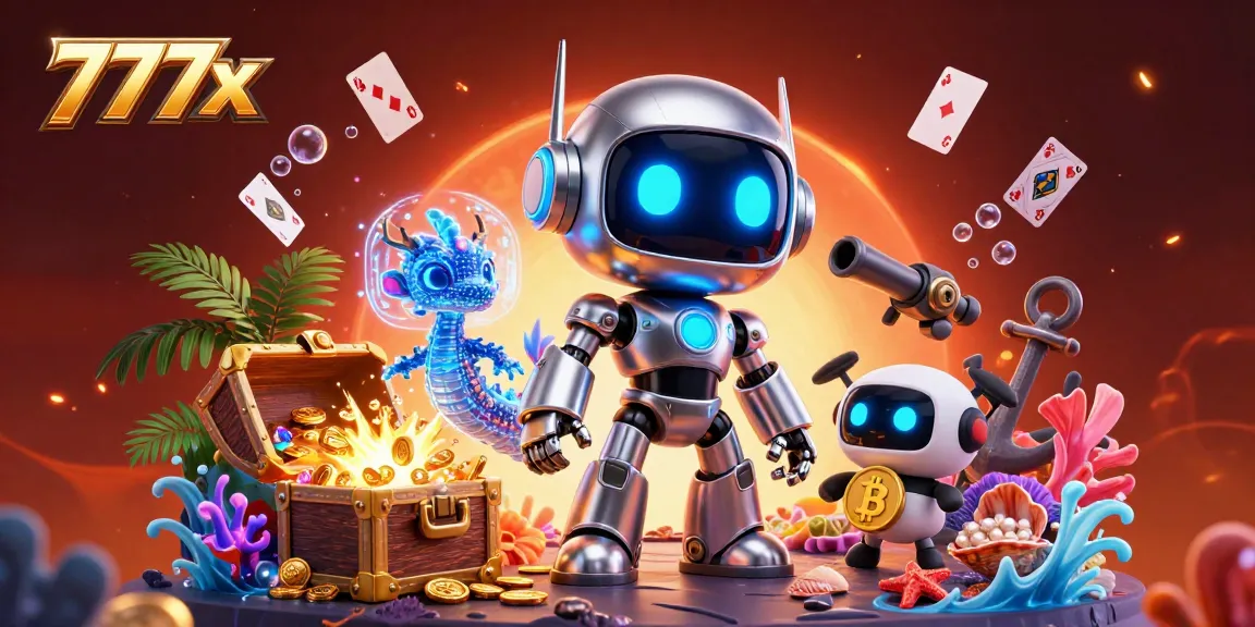 Engage with exciting wins at 777x in this vibrant casino-themed scene with animated characters.