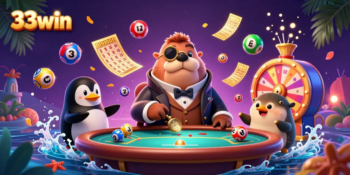 Experience thrilling gameplay at 33win with vibrant lottery elements, jolly characters, and underwater excitement.