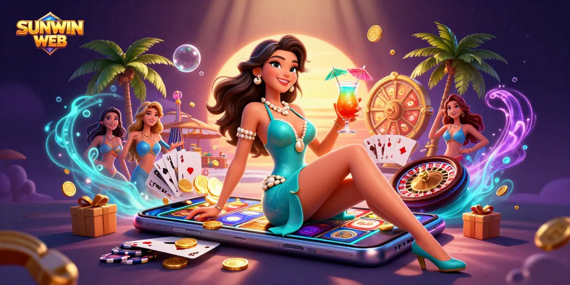 Engage with exciting wins at SUNWIN WEB, featuring a glamorous casino scene filled with vibrant gaming elements.
