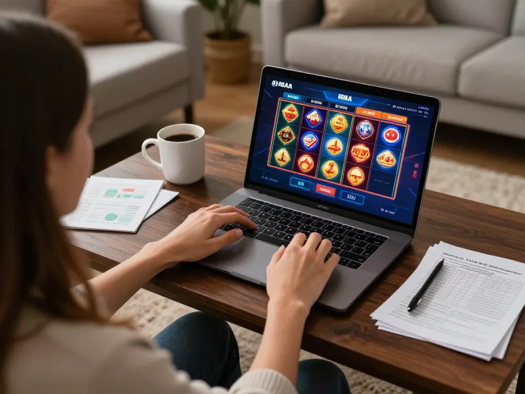 Engaging in online gaming with 88aa đăng nhập on laptop in a comfortable home ambiance